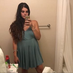 mint blue strappy mini dress
